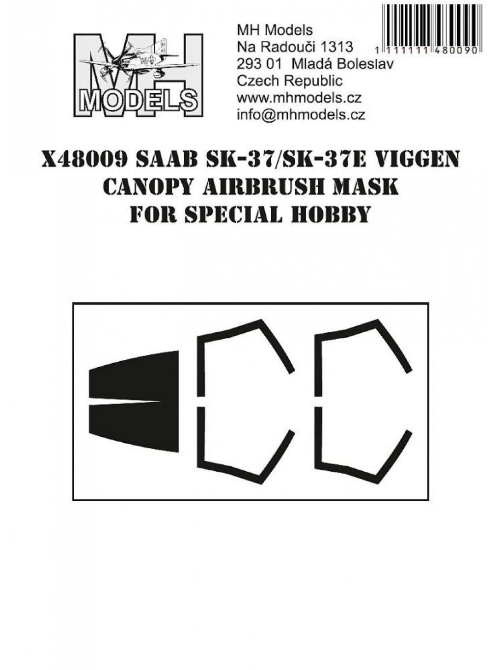 SAAB SK-37/SK-37E Viggen canopy airbrush mask for Special Hobby