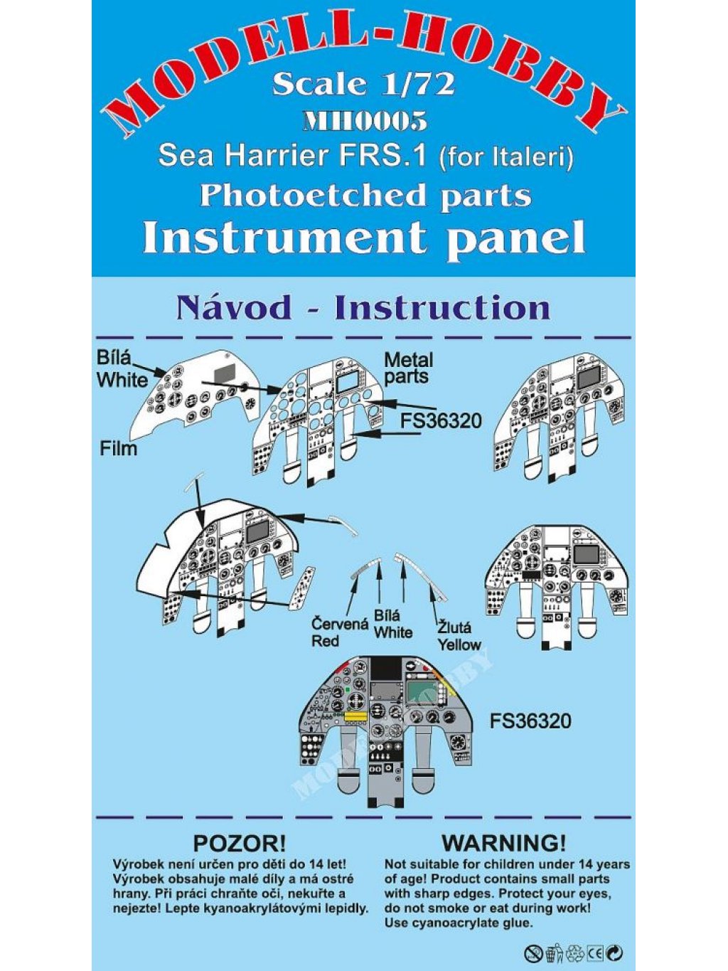 Sea Harrier FRS-1 Photoetched parts instrument panel for Italeri ex Modell-Hobby
