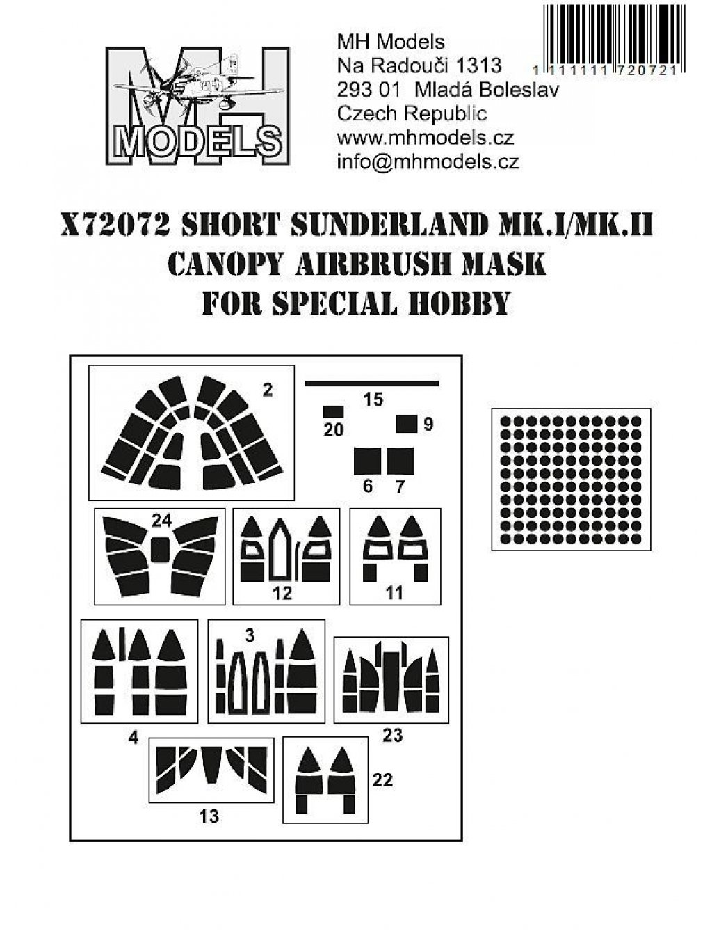 Short Sunderland Mk.I/II Canopy airbrush mask for Special Hobby