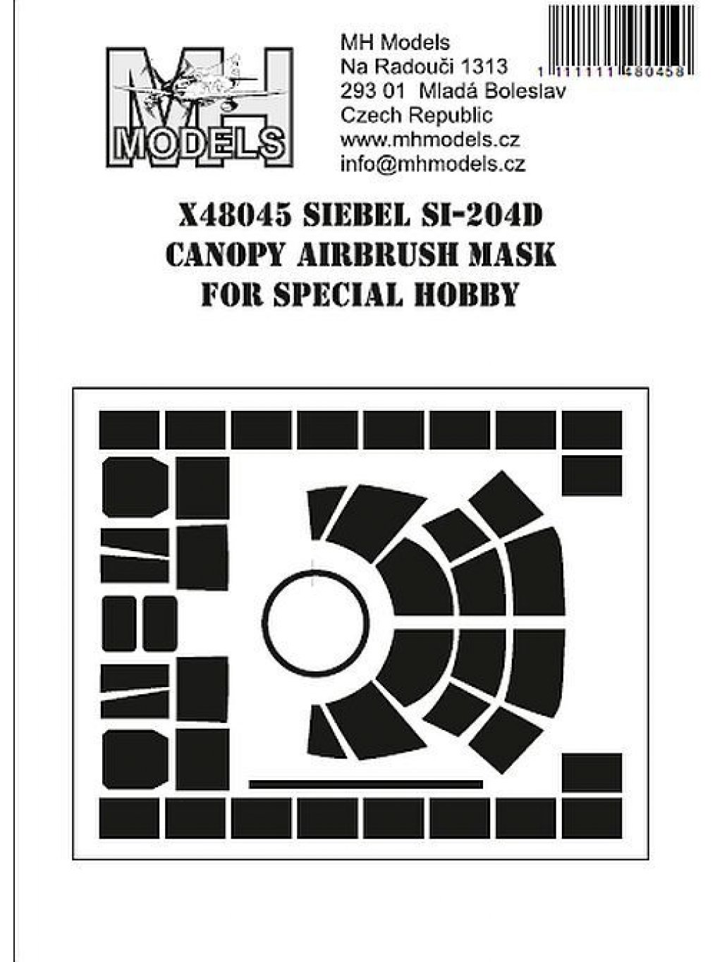Siebel Si-204D canopy airbrush mask for Special Hobby