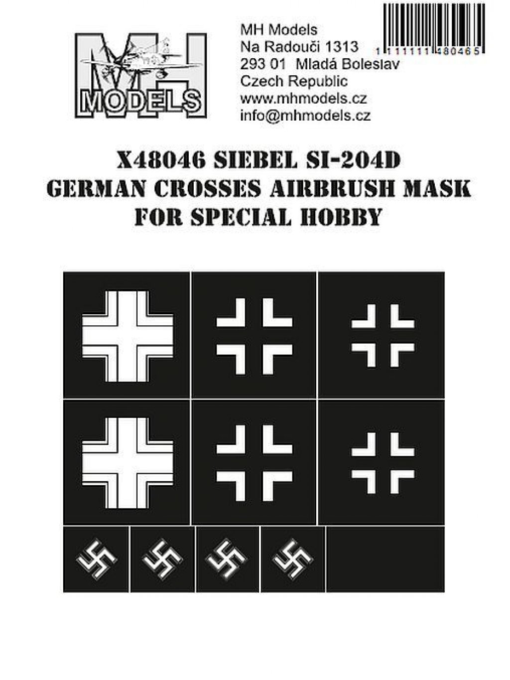 Siebel Si-204D German crosses airbrush mask for Special Hobby