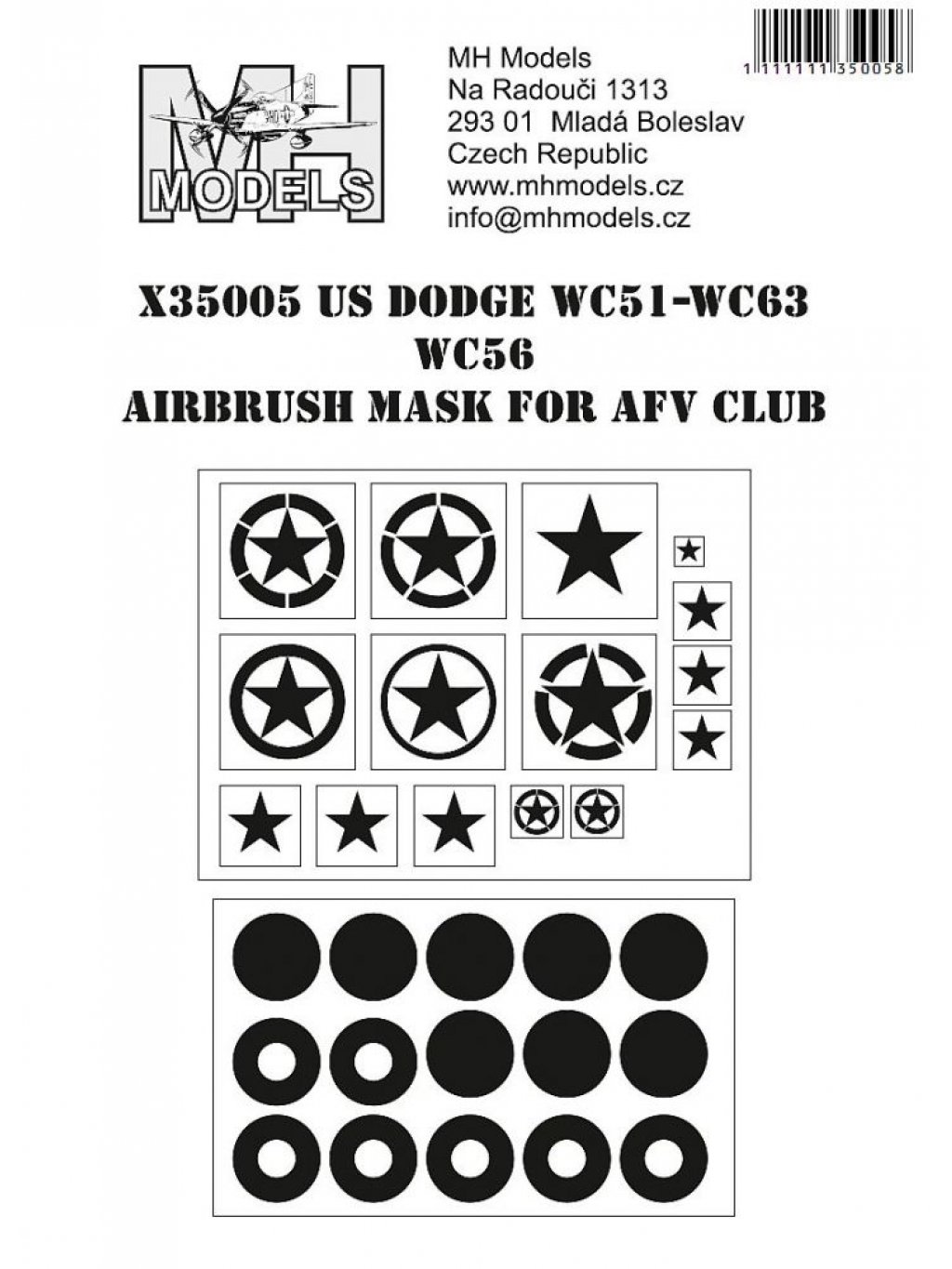 US Dodge WC51-WC63-WC56 airbrush mask for AFV Club