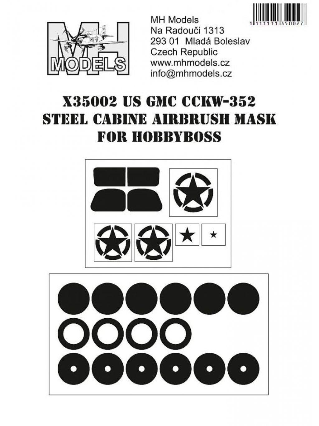 US GMC CCKW-352 Steel cabine airbrush mask for Hobbyboss