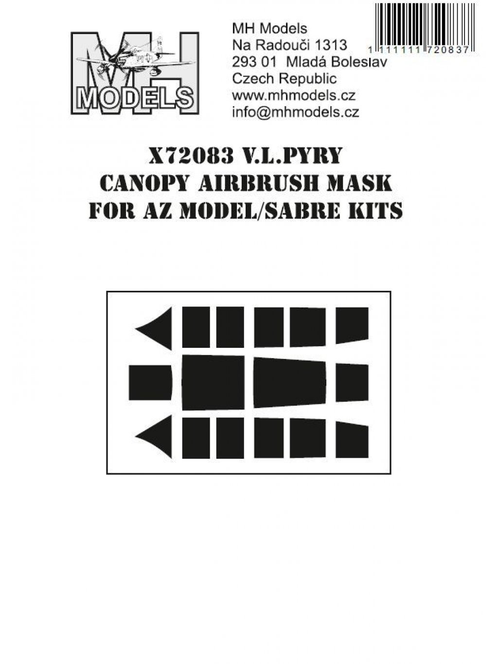 V.L. Pyry canopy airbrush mask for AZ Model/Sabre Kits
