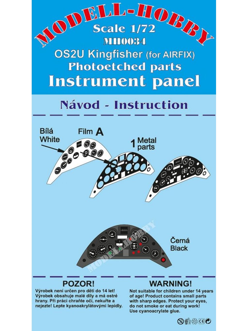 Vought OS2U Kingfisher Photoetched parts instrument panel for Airfix ex Modell-Hobby