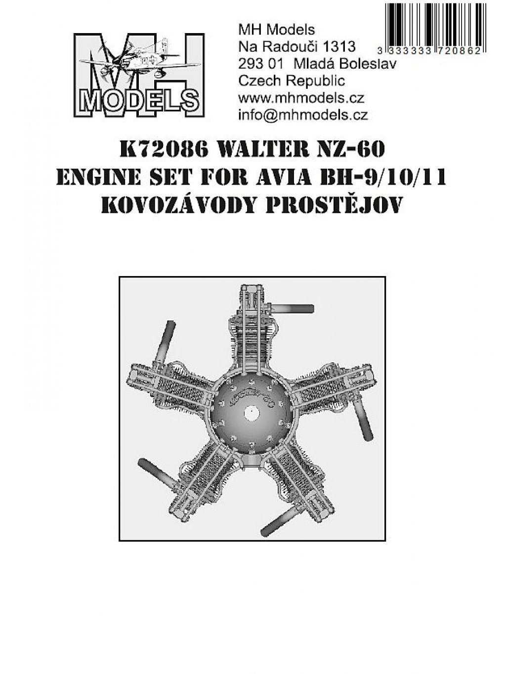 Walter NZ-60 engine set for Avia BH-9/10/11 Kovozávody Prostějov