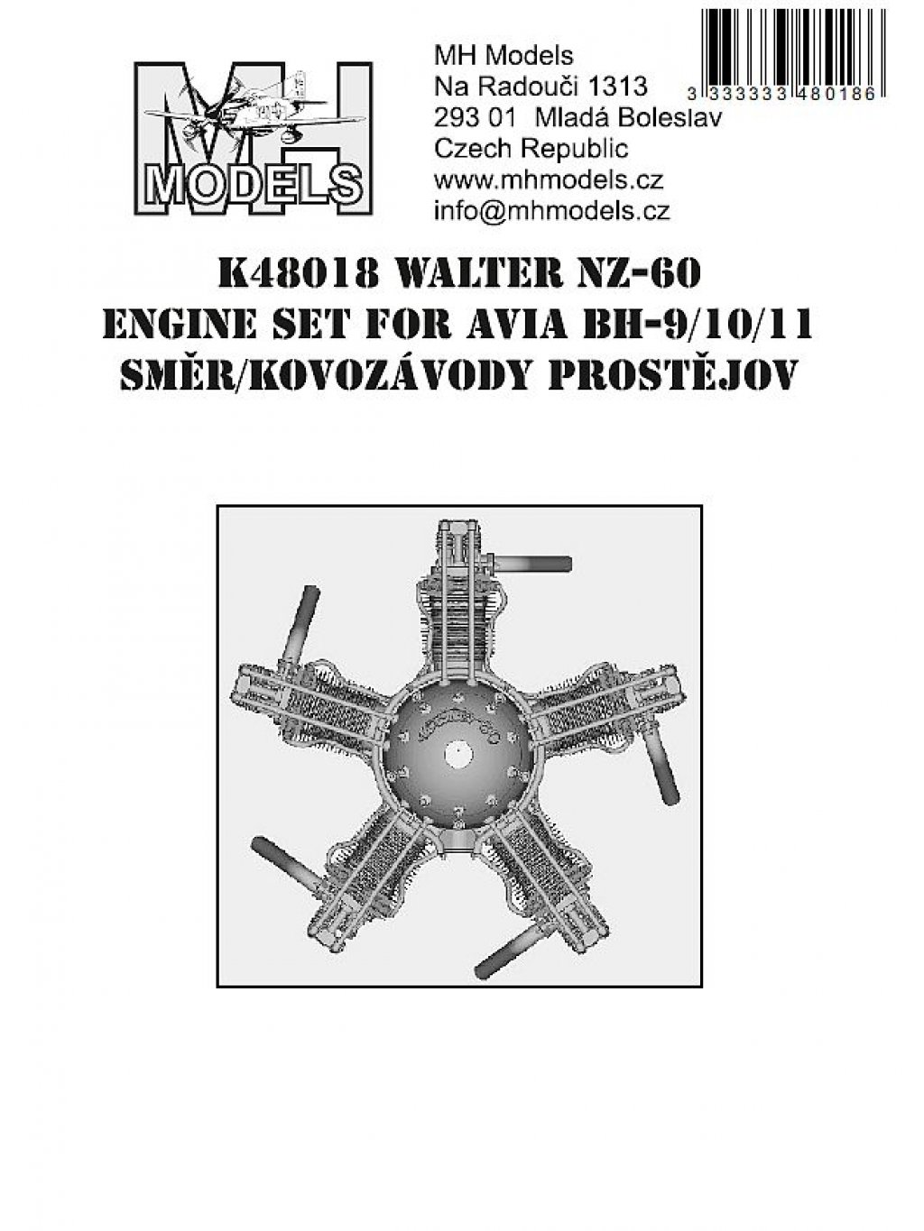 Walter NZ-60 engine set for Avia BH-9/10/11 Směr/Kovozávody Prostějov