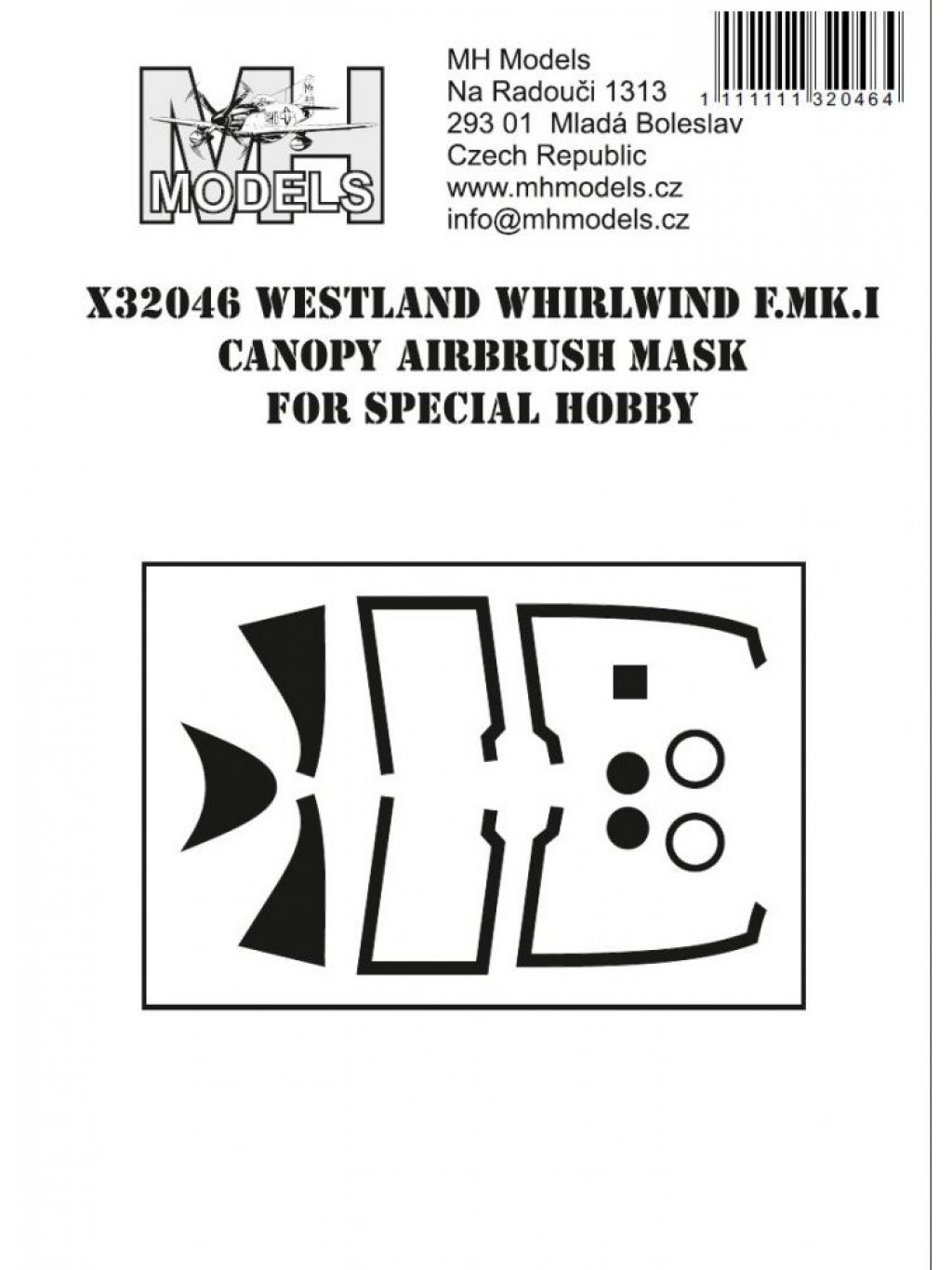 Westland Whirlwind F.Mk.I canopy airbrush mask for Special Hobby