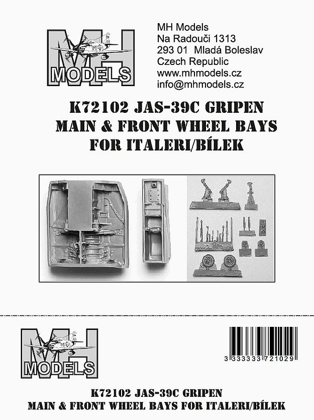 1:72 JAS-39C Gripen main & front wheel bays for Italeri,Bílek