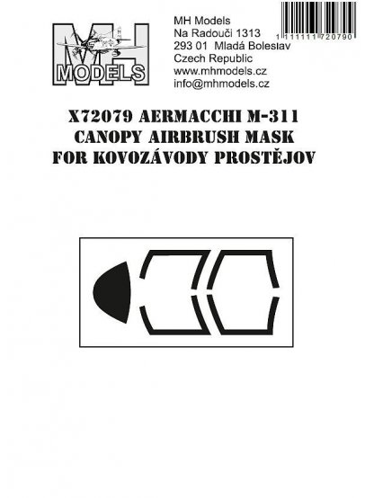 Aermacchi M-311 canopy airbrush mask for Kovozávody Prostějov