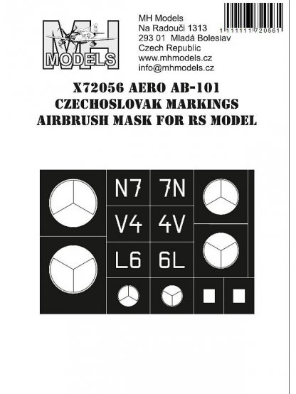 Aero Ab-101 Czechoslovak markings airbrush mask for RS Model