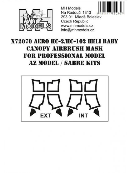 Aero HC-2/HC-102 Heli Baby canopy airbrush mask for Professional Model/AZ model/Sabre Kits
