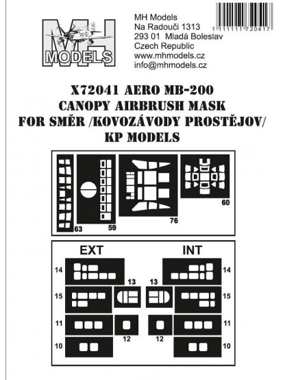 Aero MB-200 canopy airbrush mask for Směr /Kovozávody Prostějov / KP Models