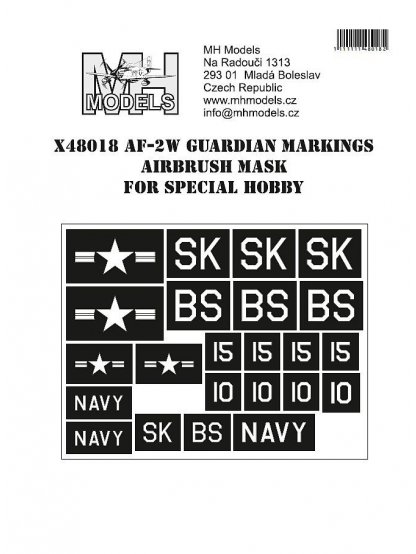 AF-2W Guardian markings airbrush mask for Special Hobby