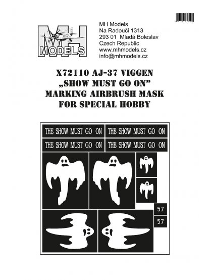 AJ-37 VIGGEN "SHOW MUST GO ON" Markings airbrush mask for Special Hobby