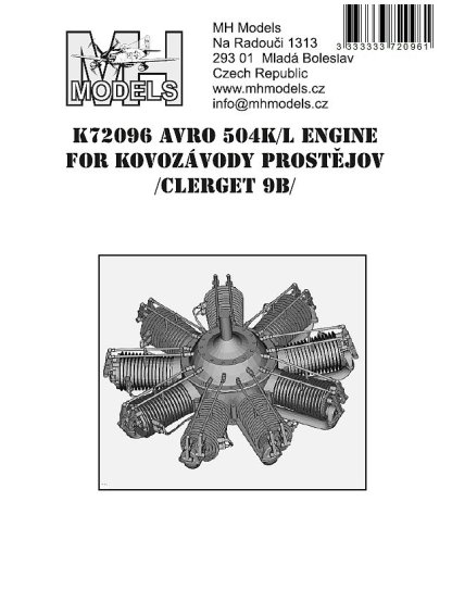 Avro 504K/L engine for Kovozávody Prostějov (Clerget 9B)