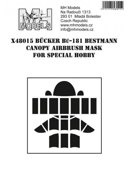 Bücker Bü-181 Bestmann canopy airbrush mask for Special Hobby