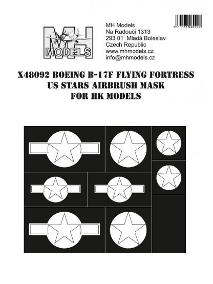 Boeing B-17F Flying Fortress US Stars airbrush mask for HK Models