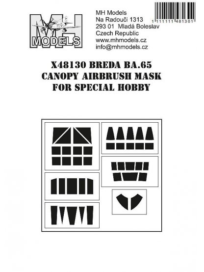 Breda Ba.65 canopy airbrush mask for Special Hobby