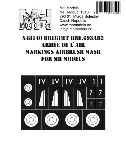 Breguet Bre-693AB2 Armée de l´Air markings airbrush mask for MH Models