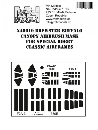 Brewster Buffalo canopy airbrush mask for Special Hobby/Classic Airframes