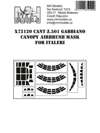 CANT Z.501 Gabbiano canopy airbrush mask for Italeri