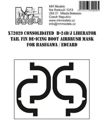 Consolidated B-24D/J Liberator Tail Fin De-icing Boot airbrush mask for Hasegawa/Eduard