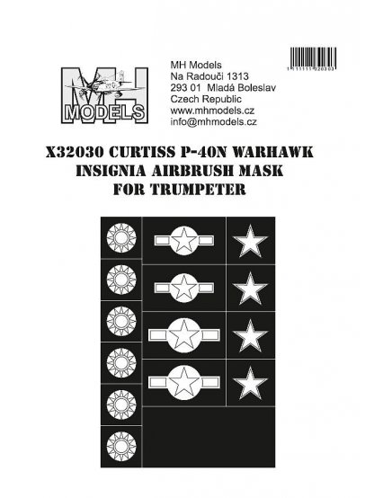 Curtiss P-40N Warhawk Insignia Airbrush mask for Trumpeter