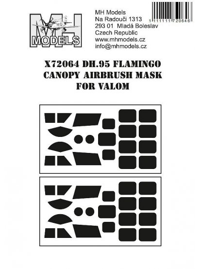 DH.95 Flamingo canopy airbrush mask for Valom