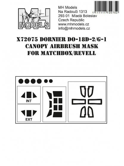 Dornier Do-18D-2/G-1 canopy airbrush mask for Matchbox/Revell