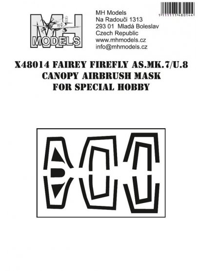 Fairey Firefly AS.Mk.7/U.8 canopy airbrush mask for Special Hobby
