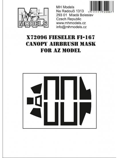 Fieseler Fi-167 canopy airbrush mask for AZ model