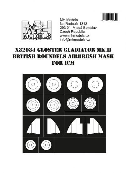 Gloster Gladiator Mk.II British roundels airbrush mask for ICM