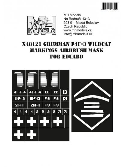 Grumman F4F-3 Wildcat Markings airbrush mask for Eduard