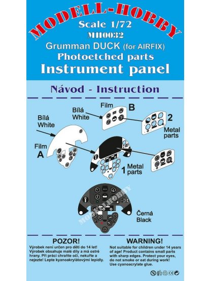Grumman J2F Duck Photoetched parts instrument panel for Airfix ex Modell-Hobby