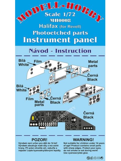 H.P. Halifax Photoetched parts instrument panel for Revell ex Modell-Hobby