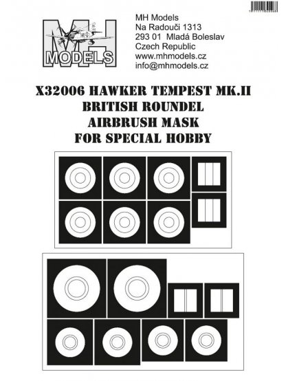 Hawker Tempest Mk.II British roundel airbrush mask for Special Hobby