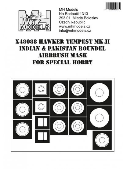 Hawker Tempest Mk.II Indian & Pakistan roundel airbrush mask for Special Hobby