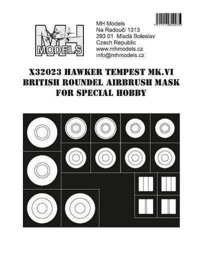 Hawker Tempest Mk.VI British roundel airbrush mask for Special Hobby