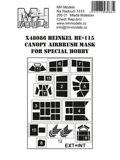 Heinkel He-115 canopy airbrush mask for Special Hobby