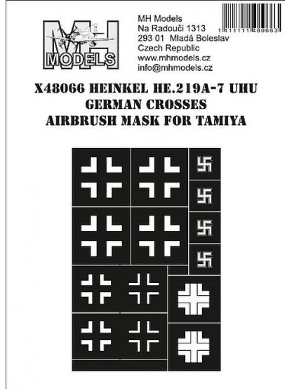 Heinkel He.219A-7 Uhu German Crosses airbrush mask for Tamiya