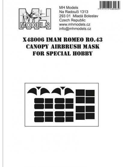 IMAM Ro.43 CANOPY AIRBRUSH MASK FOR SPECIAL HOBBY