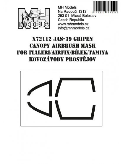 JAS-39 Gripen canopy airbrush mask for Italeri/Airfix/Bílek/Tamiya/Kovozávody Prostějov