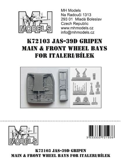 JAS-39D Gripen main & front wheel bays for Italeri,Bílek