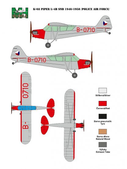 K-68 Piper L-4B SNB (Police Air Force) Markings Airbrush Mask for Bronco 1/35