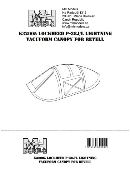 Lockheed P-38J-L vacuform canopy for Revell