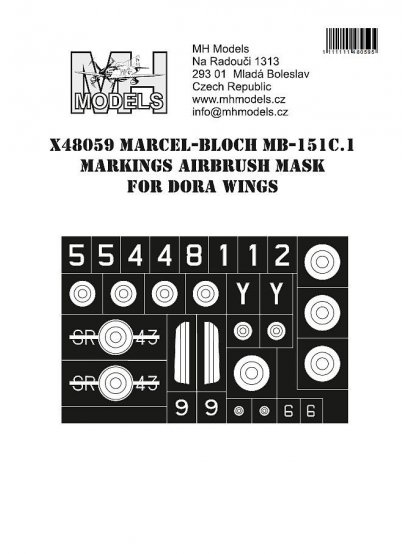 Marcel-Bloch MB-151C.1 Markings airbrush mask for Dora Wings
