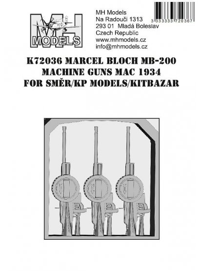 Marcel Bloch MB-200 machine guns MAC 1934 for Směr//KP Models/Kitbazar