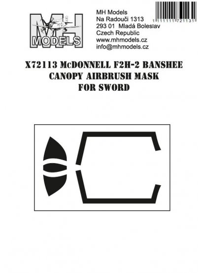 McDonnell F2H-2 Banshee canopy airbrush mask for Sword