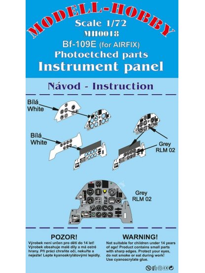 Messerschmitt Bf-109E Photoetched parts instrument panel for Airfix ex Modell-Hobby